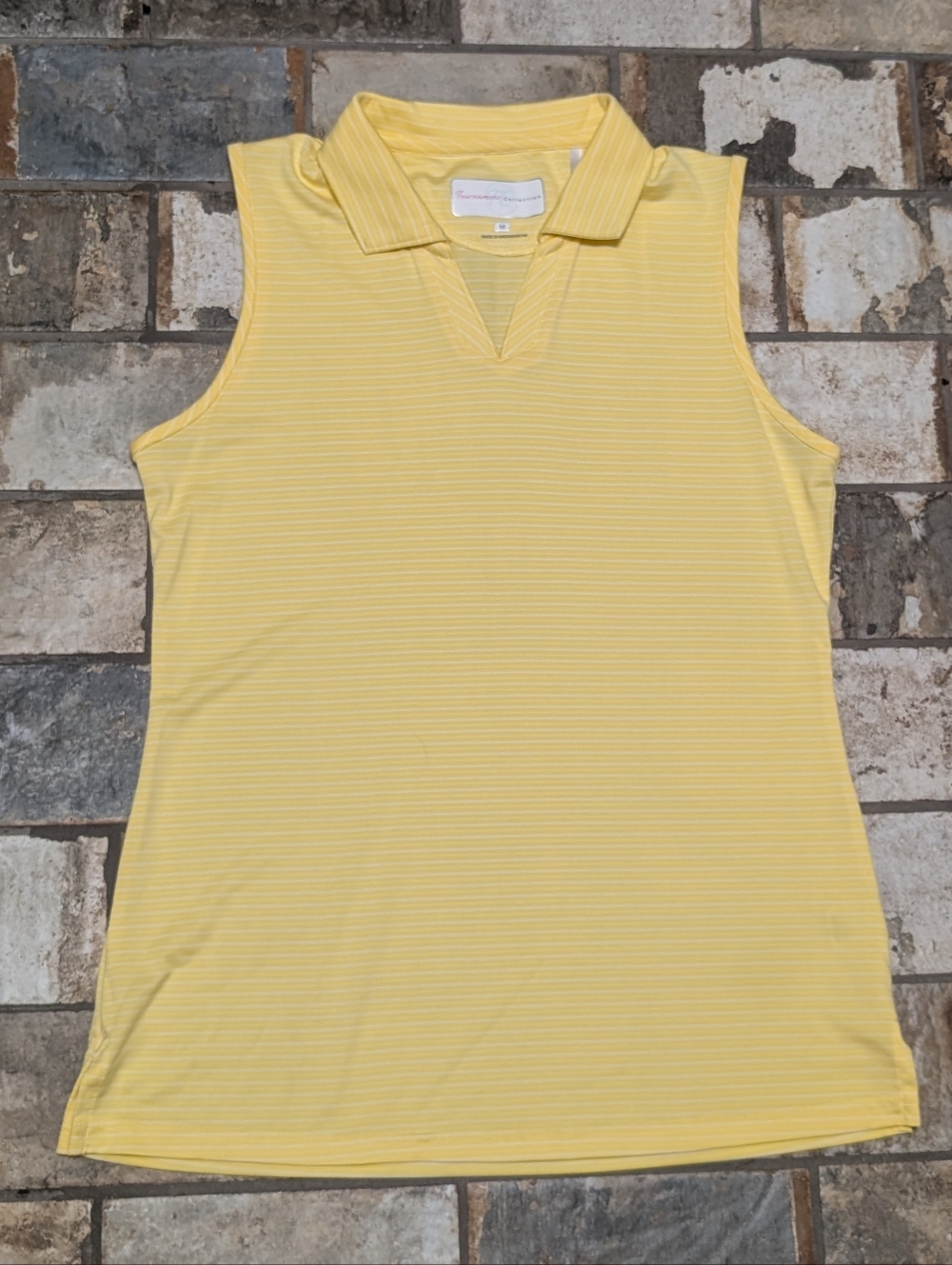 Tournament Collection Women’s Medium Yellow Sleeveless Collared Polo Top